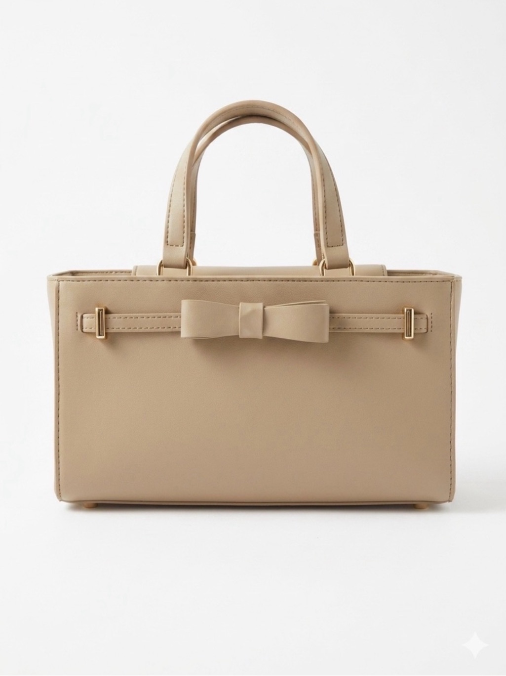 Anne Klein Beige Bow-Accent Top-Handle Bag